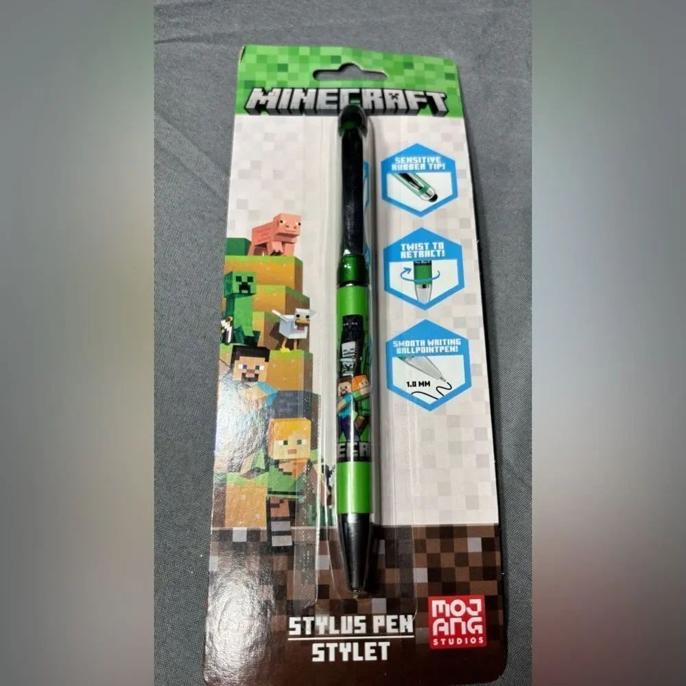 New Minecraft Green Twist Stylus Retract Ballpoint Pen
